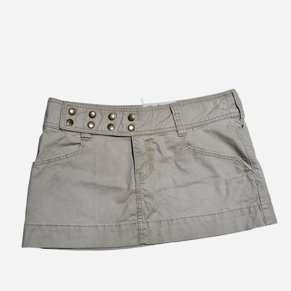 y2k grunge gyaru khaki micro skirt